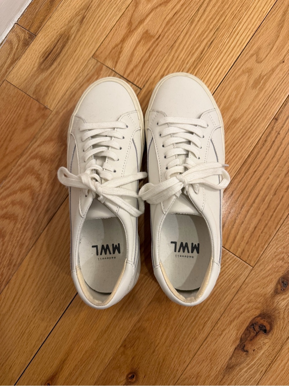 Madewell White Low-Top Leather Sneakers - Picture 2 of 3